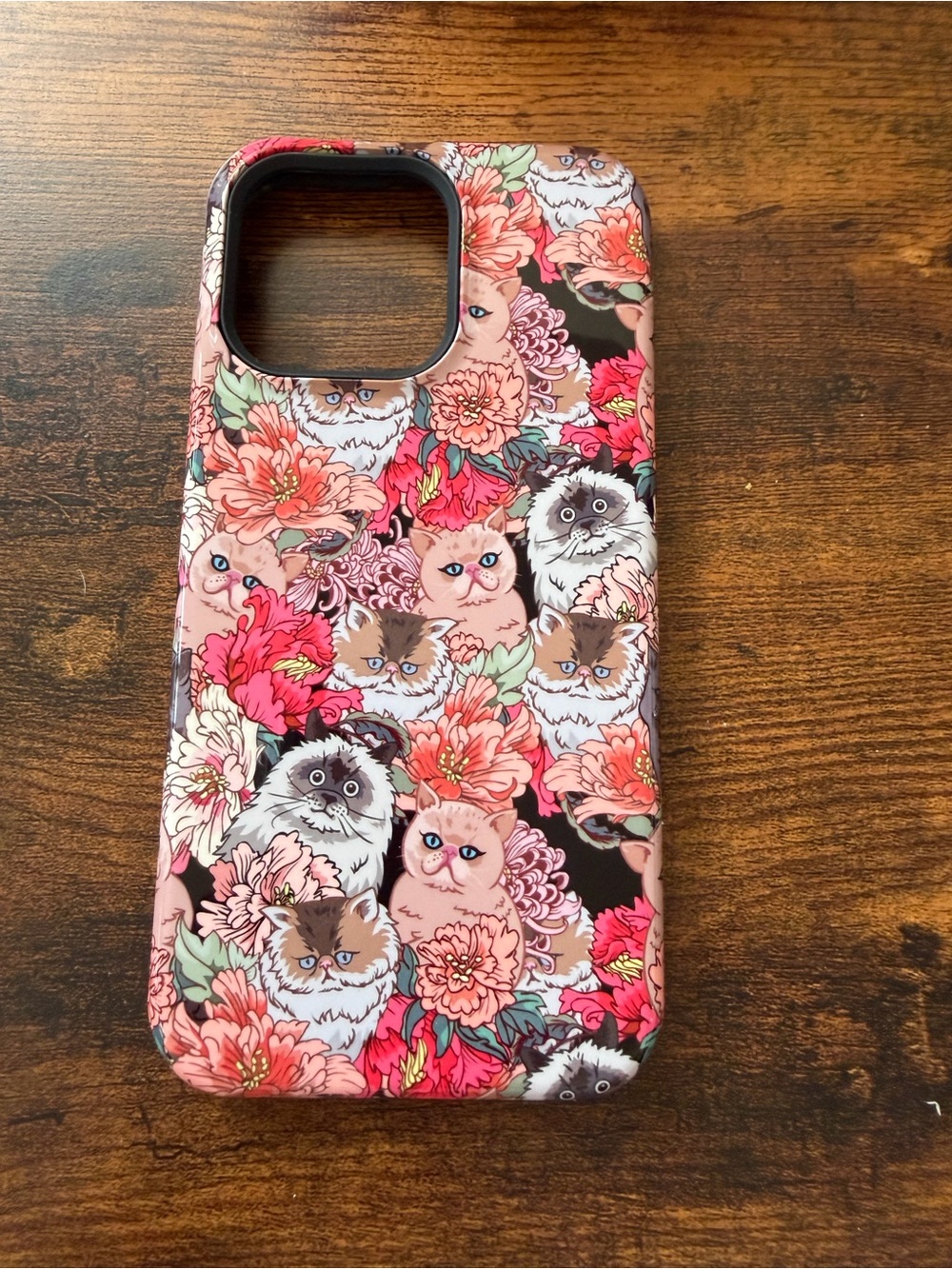 Cute Floral Cat Pattern Pink iPhone 15 pro max Case - REDBUBBLE